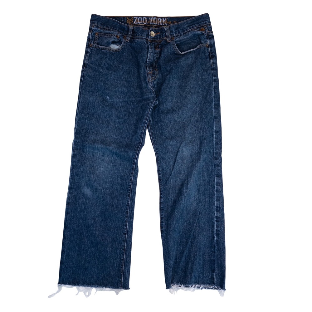 Zoo York Jeans Mens 33 Blue Good Straight Leg Raw Hem Skater Streetwear Y2K